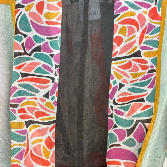 Vintage Nicole Miller Silk Chiffon Kimono Top Sheer Floral Tie Front Size Small - Picture 9 of 13